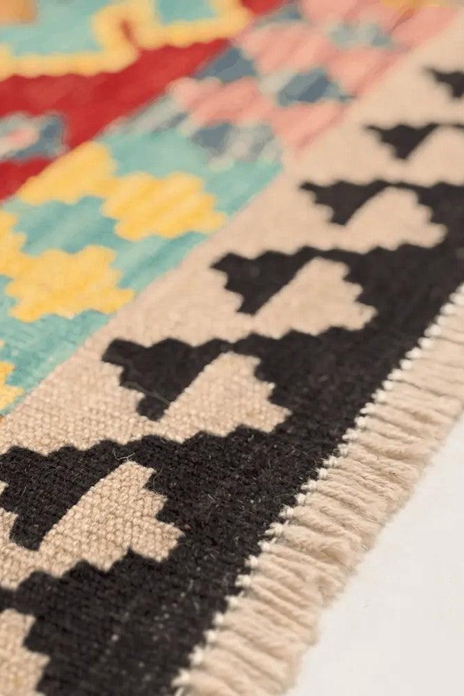 Alfombra Kilim Mai Mai - Tejido plano de lana multicolor