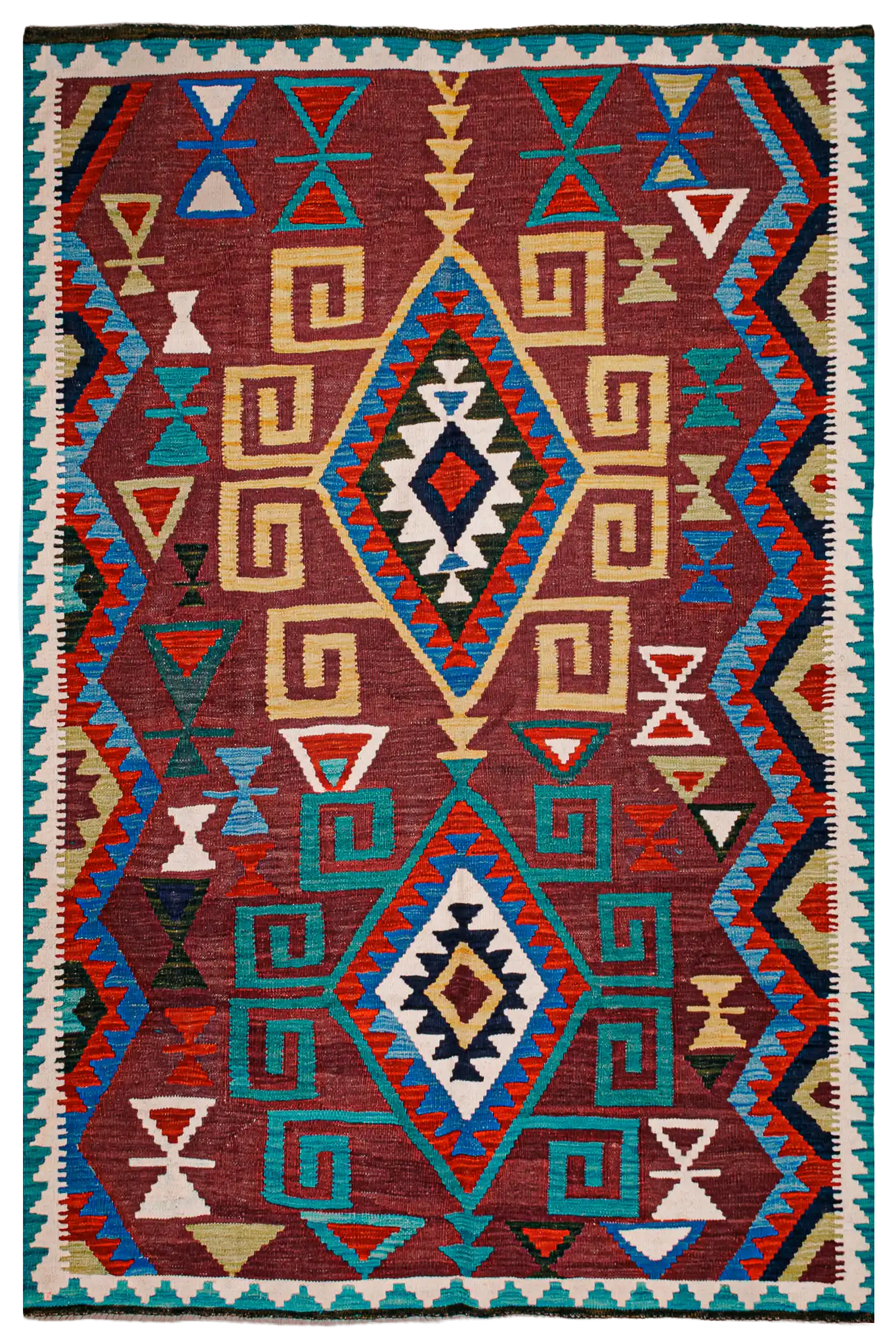 Teppich Kelim Tribal - 100 % Wolle - 154x206cm