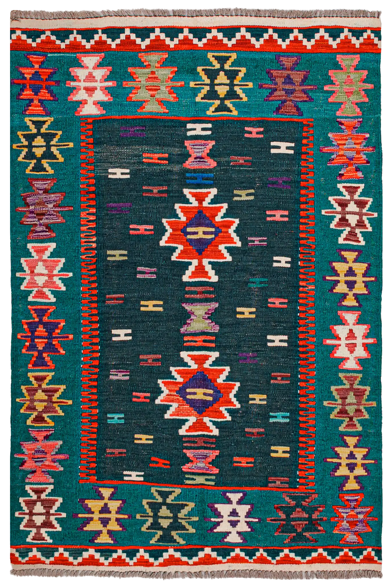 Teppich Kelim Tribal - 100 % Wolle - 100x153cm