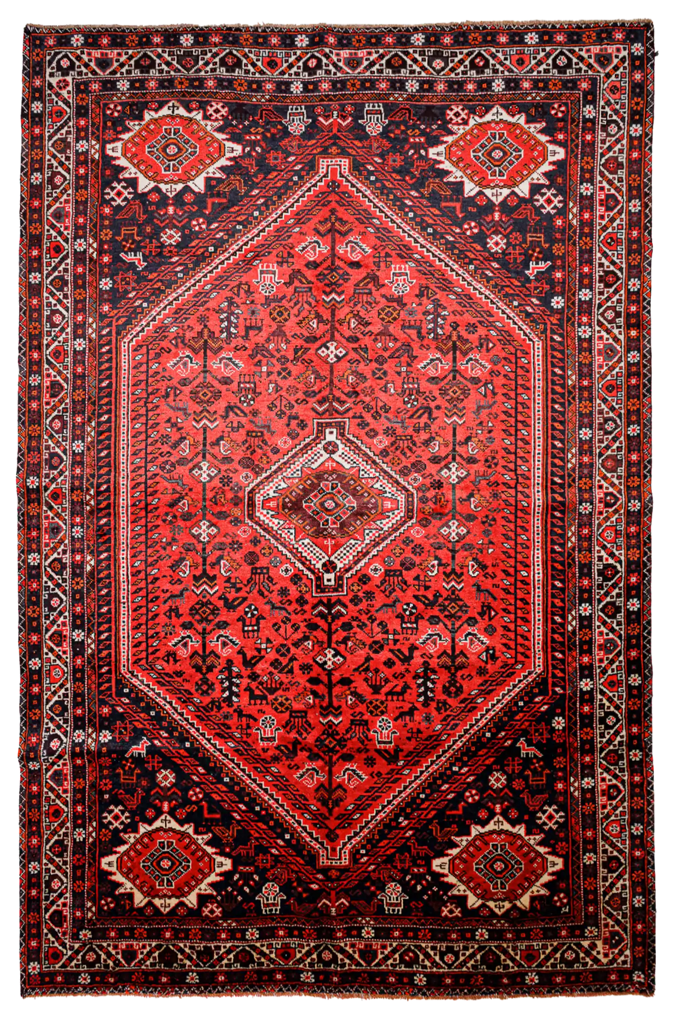 Alfombra Shiraz Qashqai - en Lana Roja 223 x 310 cm