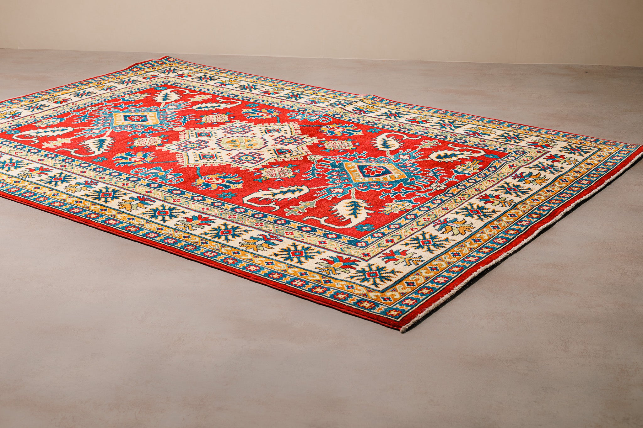 Teppich Kazak Ghazni Rot – 100% Wolle, 167x241cm