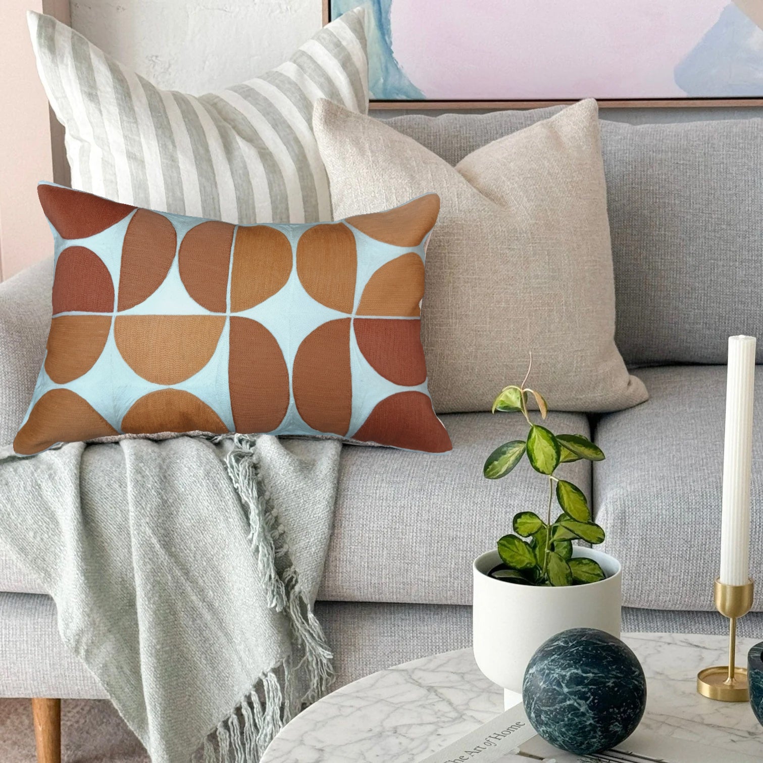 Jake Revew Embroiderer Cushion 30x50 - Large White