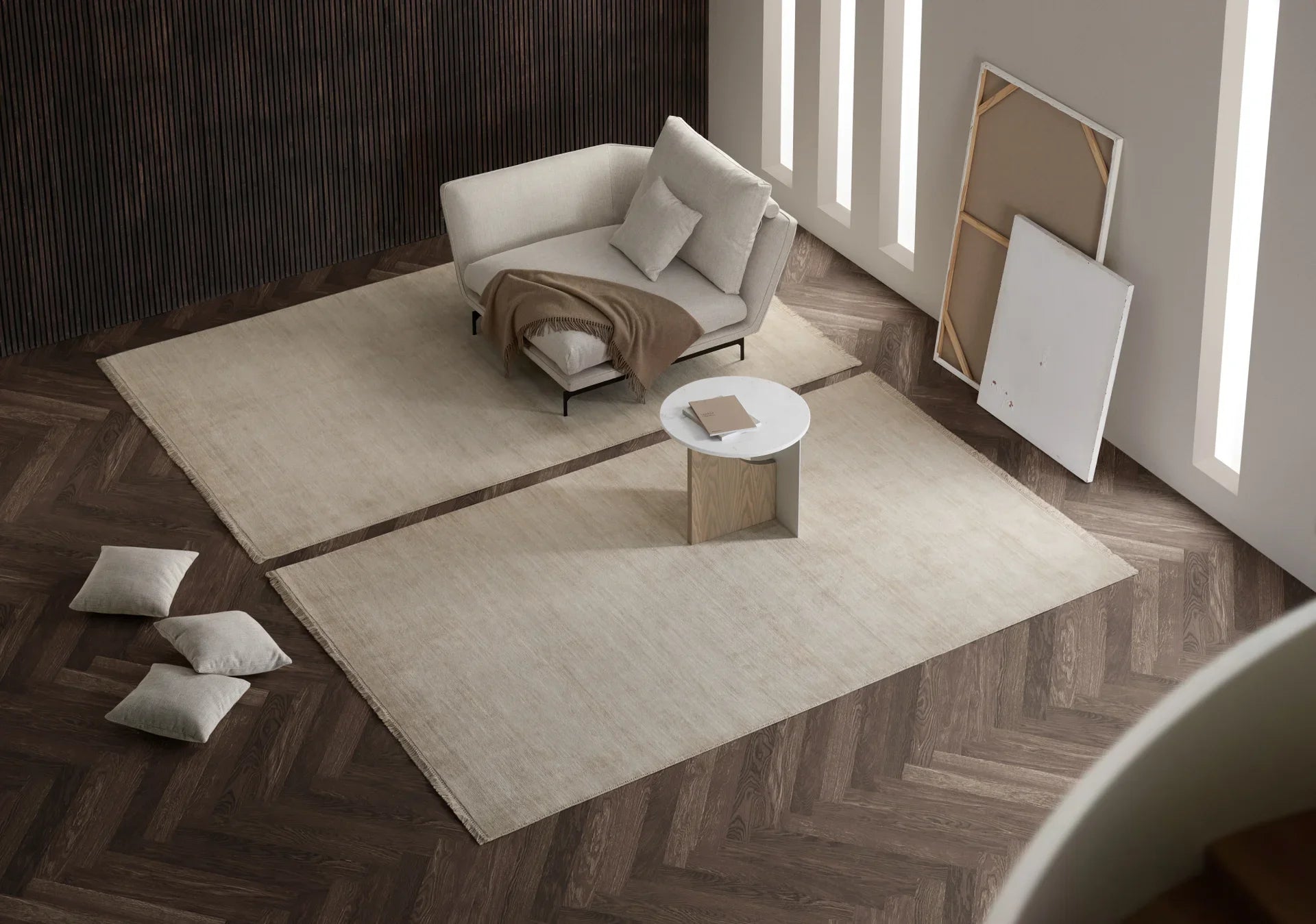 Teppich Moon Beige - Groß, Wolle, fürs Wohnzimmer