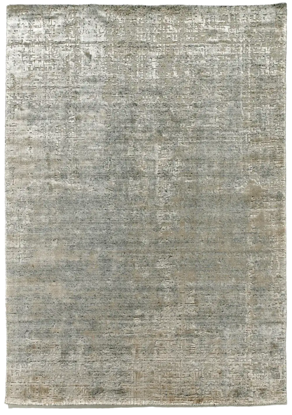 ▶︎ Moosgrauer Beige Seiden-Bambus-Mehrfarbenteppich