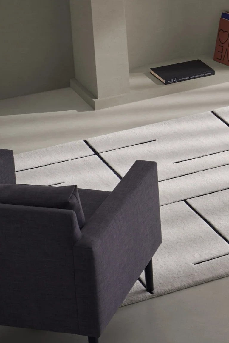 Alfombra Pulse Blanco / Negro - Moderna Grande 200x300 Blanca