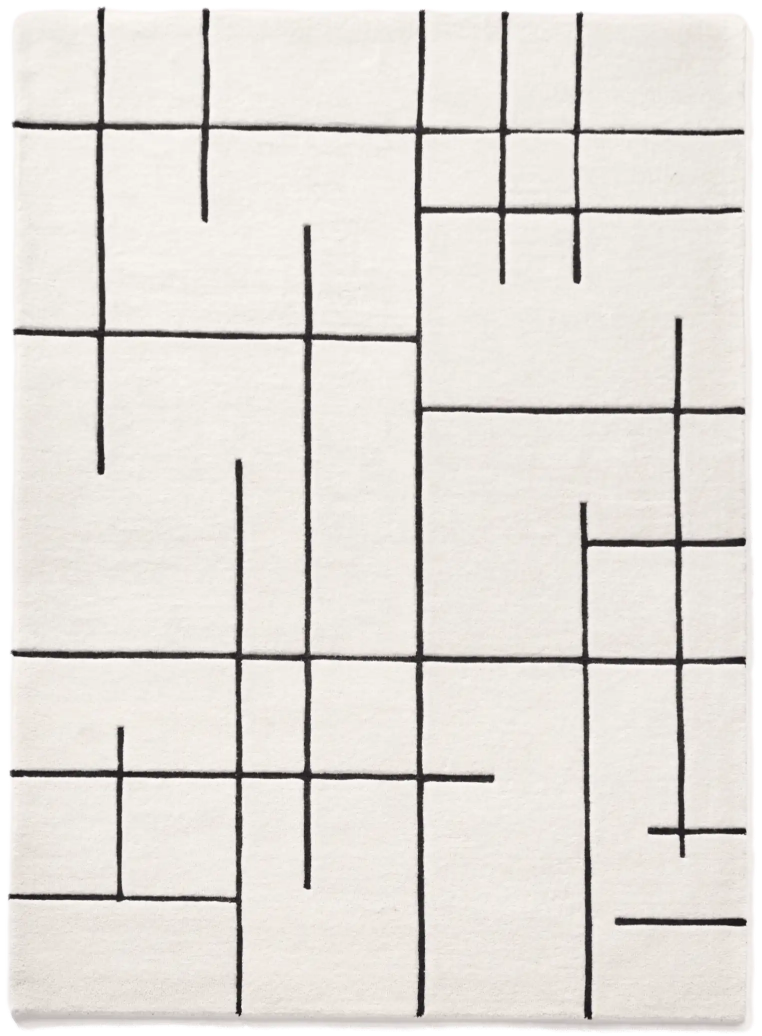 Alfombra Pulse Blanco / Negro - Moderna Grande 200x300 Blanca