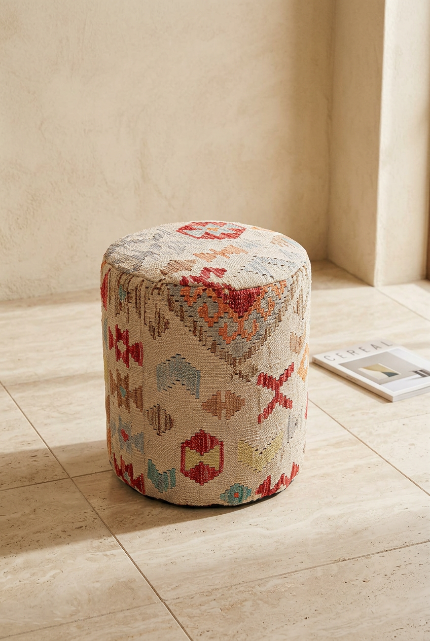 Pouf Round Kilim Mai Mai - size 37x42cm