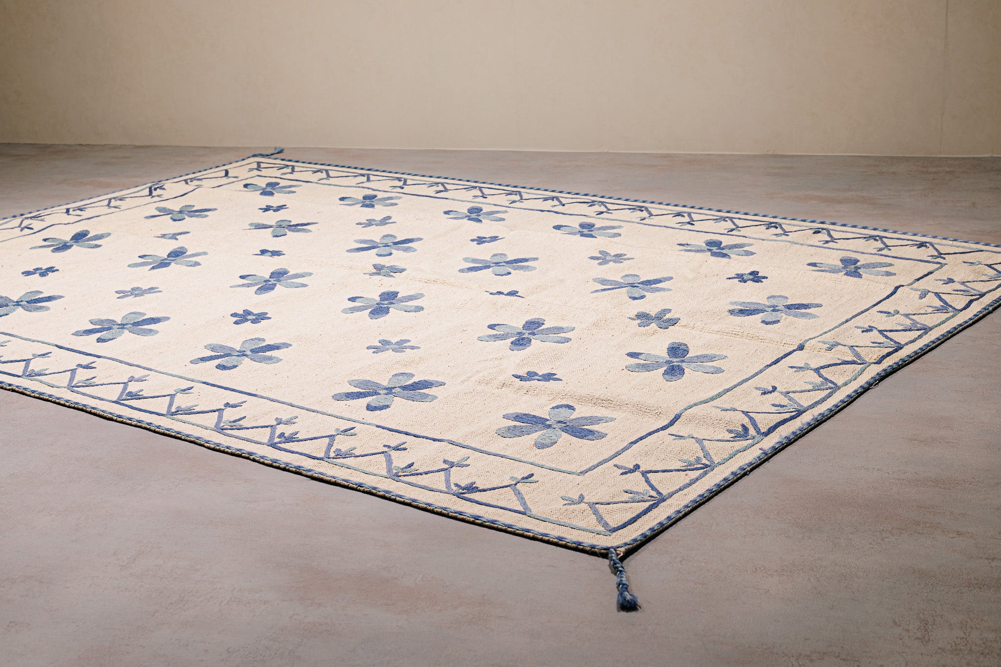 Teppich Kilim Suzani – Für Innenböden - Blau