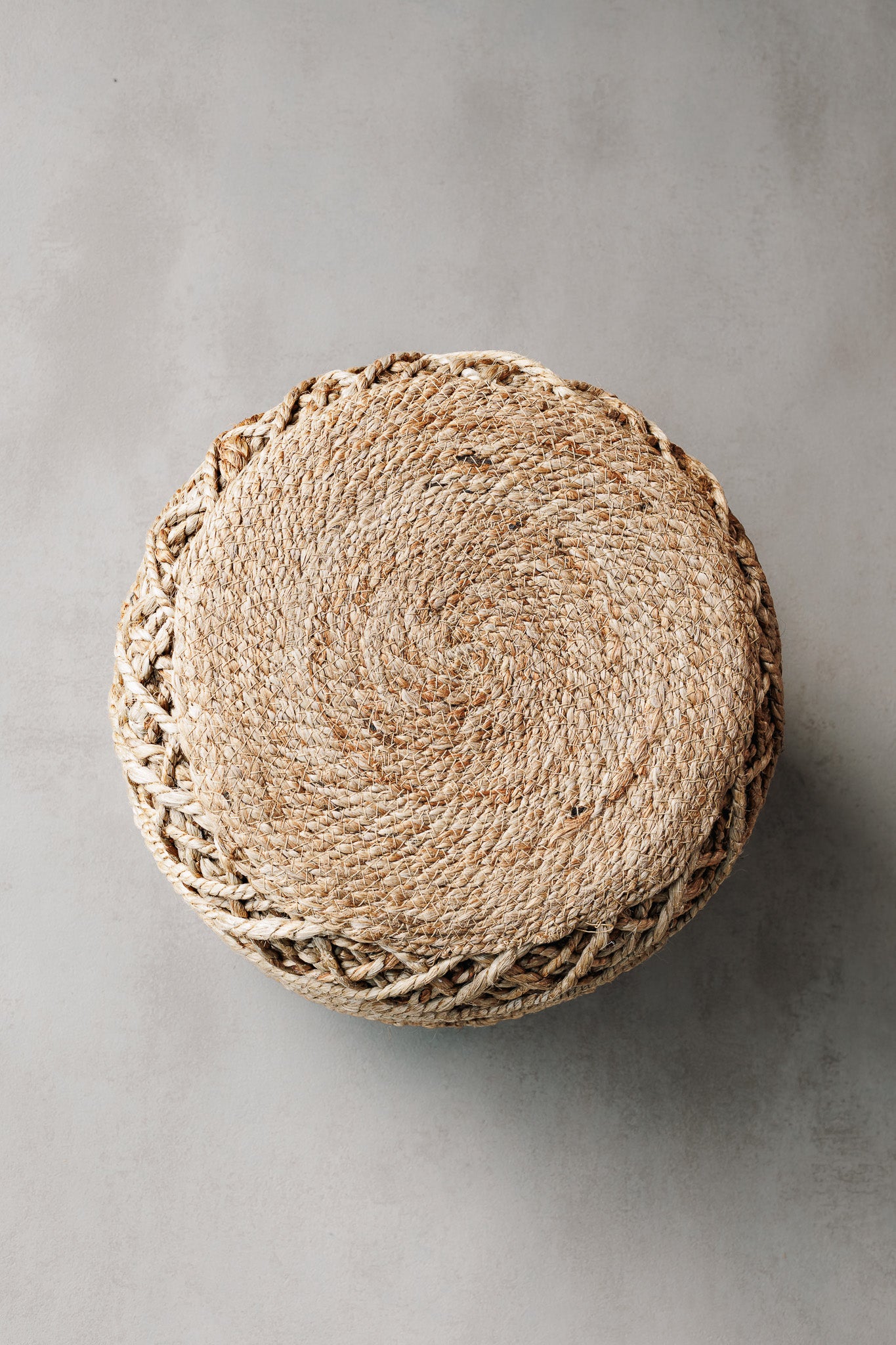 Puf Boho Redondo Trenzado 40x43 - Yute Boho Redondo