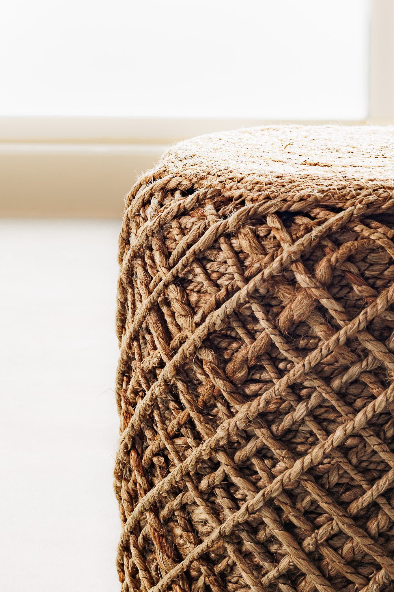 Puf Boho Redondo Trenzado 40x43 - Yute Boho Redondo