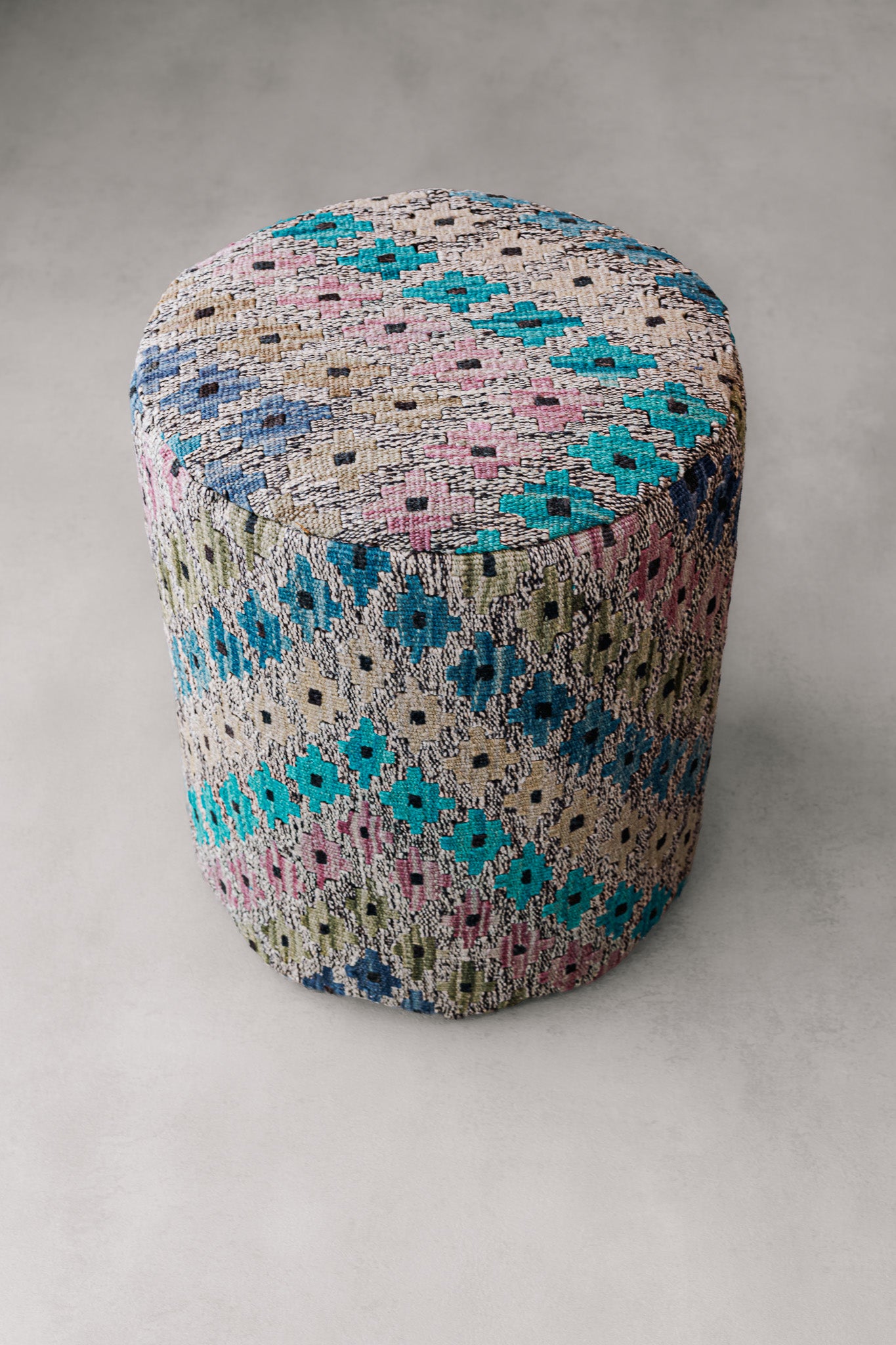 Pouf Round Kilim Mai Mai - masse 37x42cm