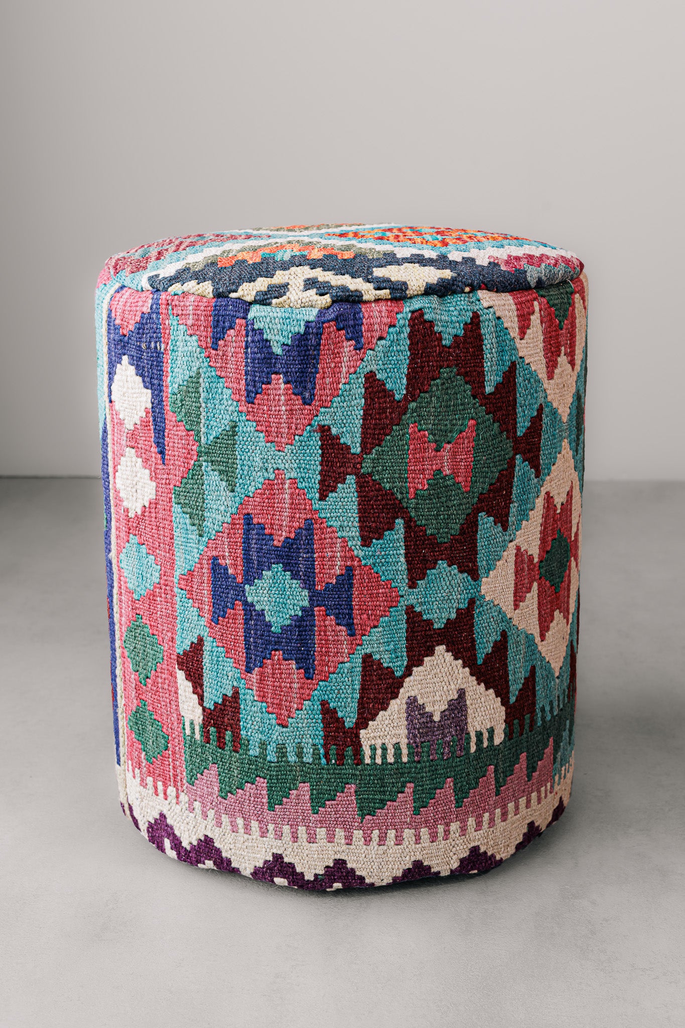 Pouf Round Kilim Mai Mai - masse 37x42cm
