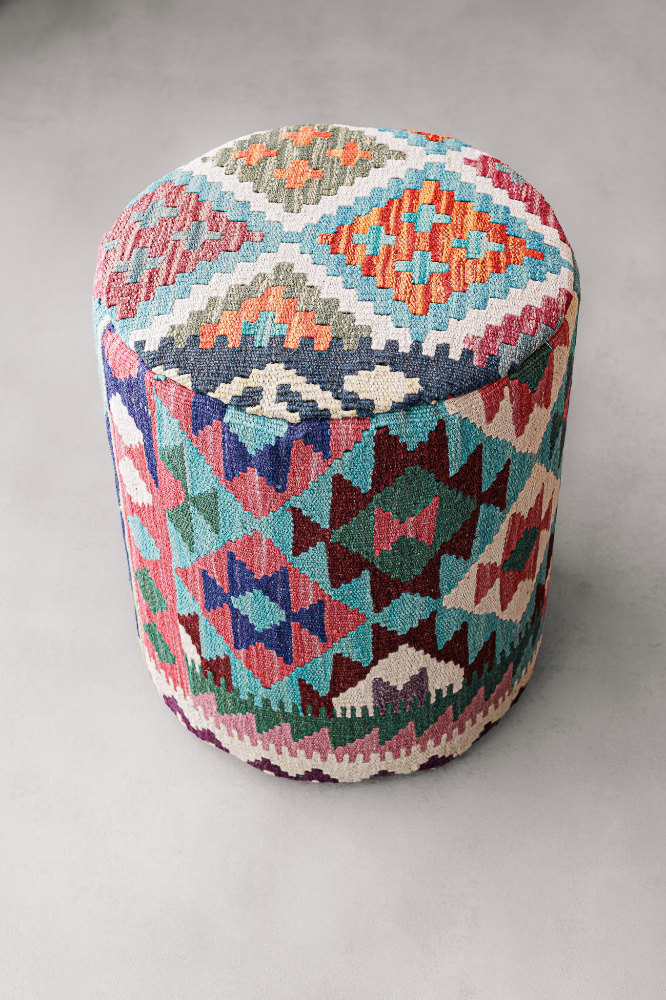 Pouf Round Kilim Mai Mai - masse 37x42cm