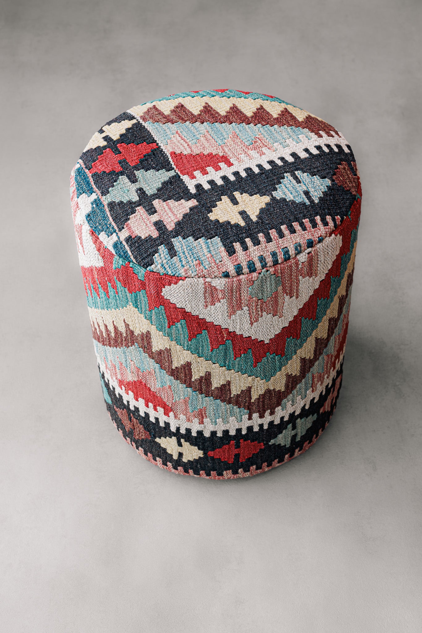 Pouf Round Kilim Mai Mai - masse 37x42cm