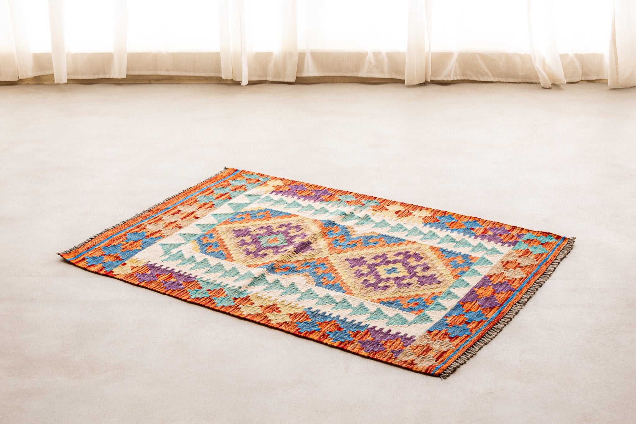Teppich Kelim Mai Mai - 100 % Wolle - 88x120cm