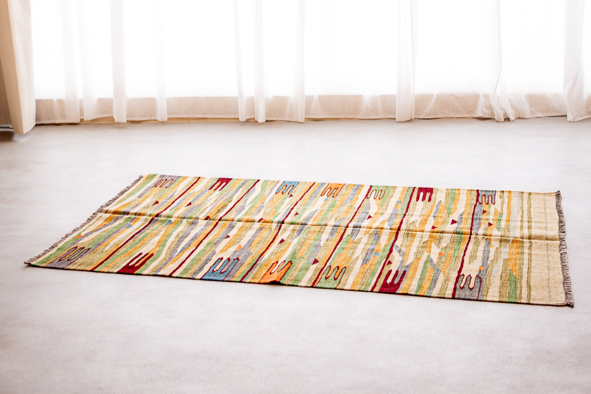 Alfombra Kilim Tribal 100% Lana - 118x174cm