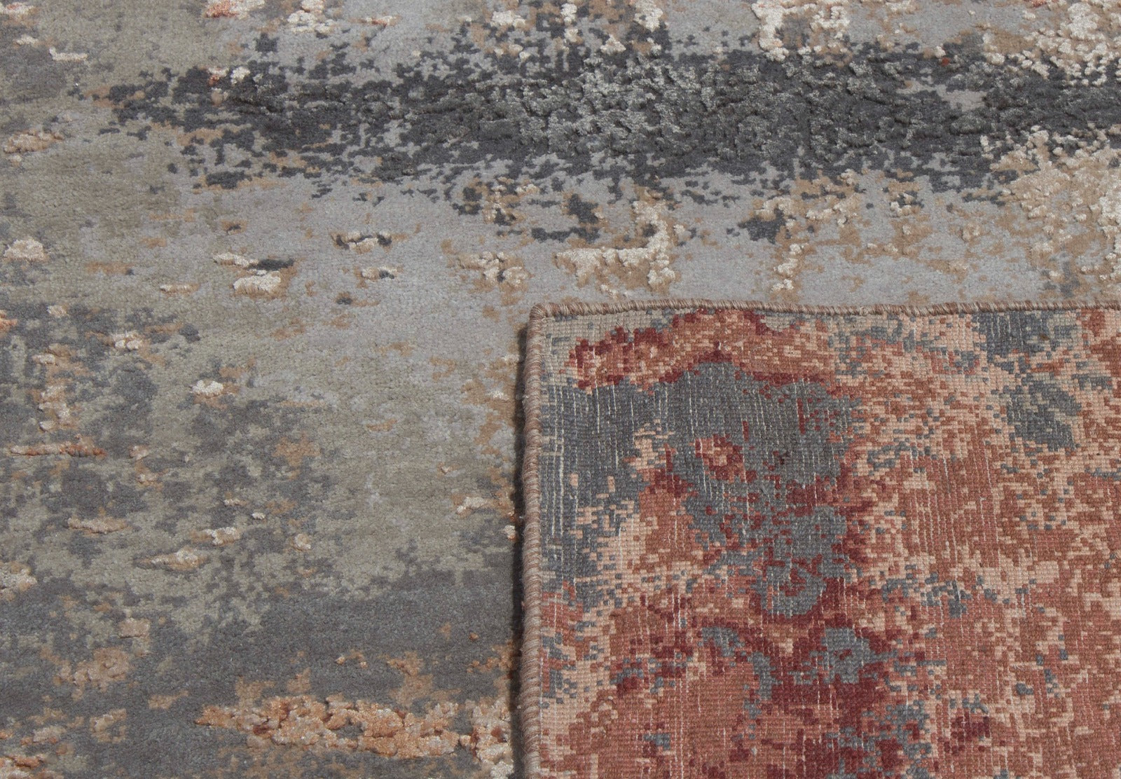 Alfombra Terra Grey / Rust - de Lujo Pelo Corto 299x404 Multicolor