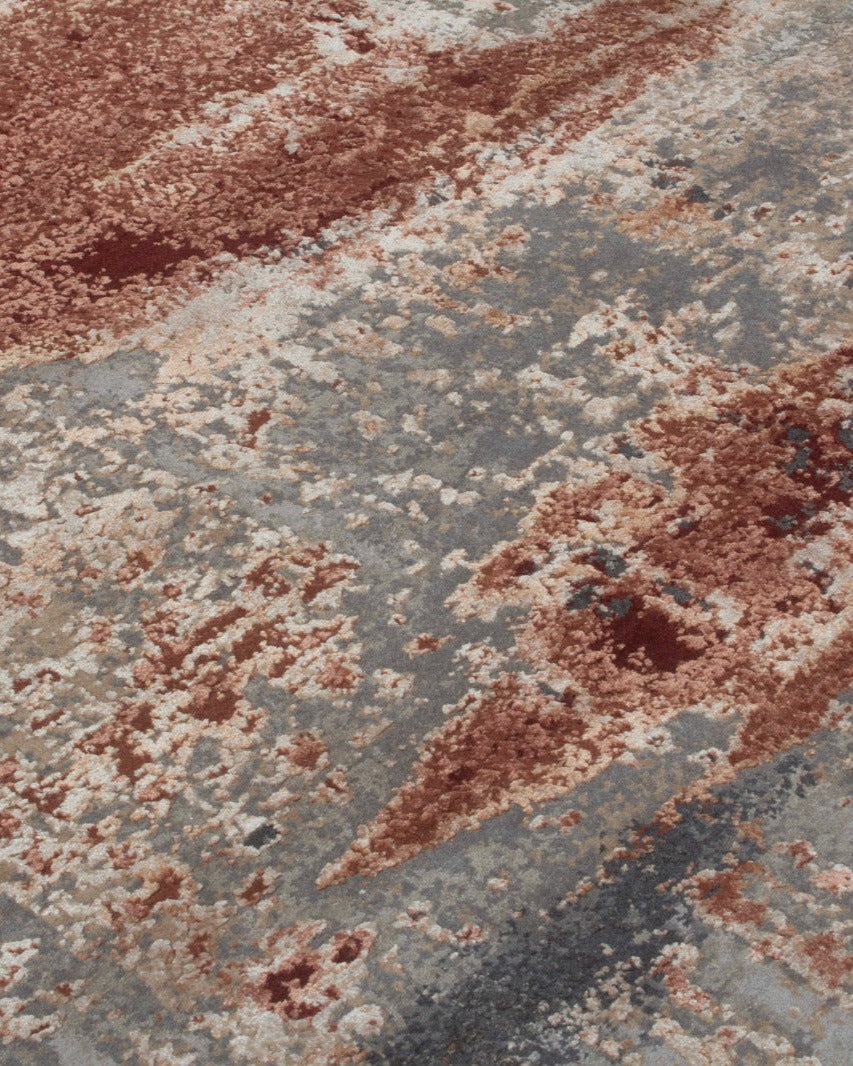 Alfombra Terra Grey / Rust - de Lujo Pelo Corto 299x404 Multicolor