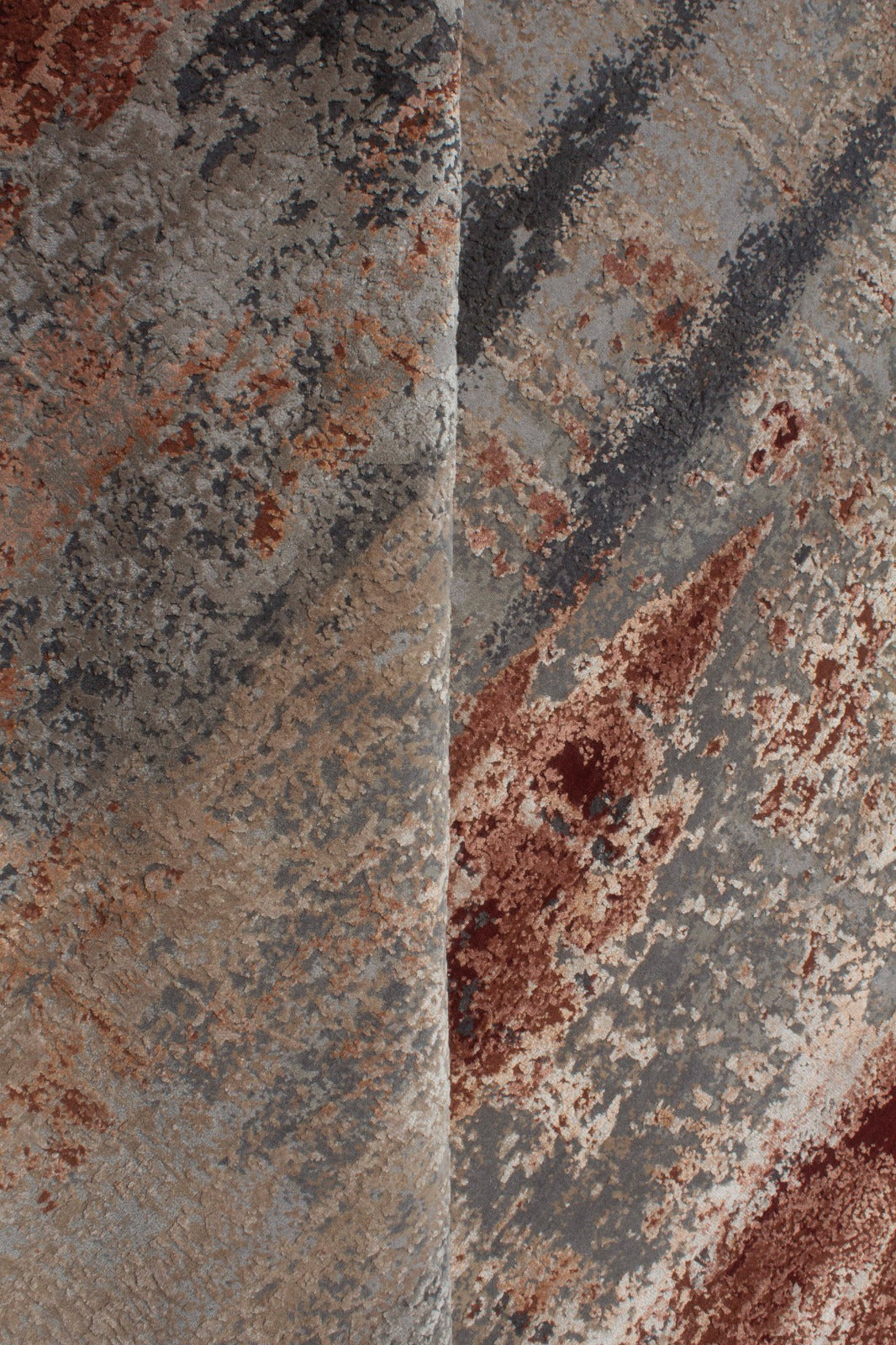 Alfombra Terra Grey / Rust - de Lujo Pelo Corto 299x404 Multicolor