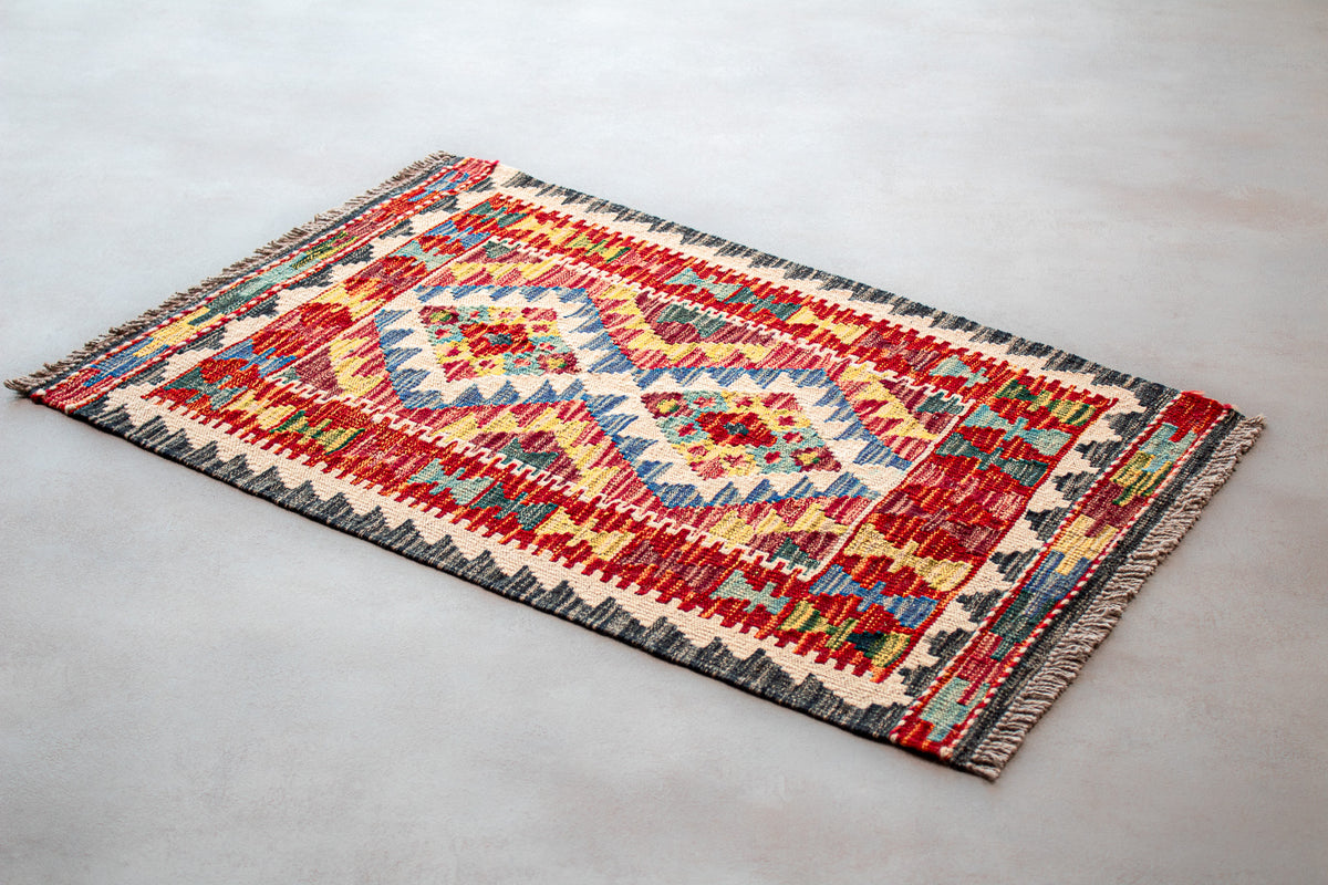Teppich Kelim Mai Mai - 100 % Wolle - 60x90cm