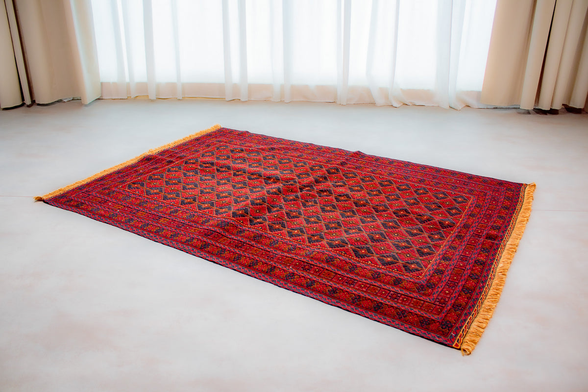 Alfombra Lana Anudada a mano Roja - 145x200cm