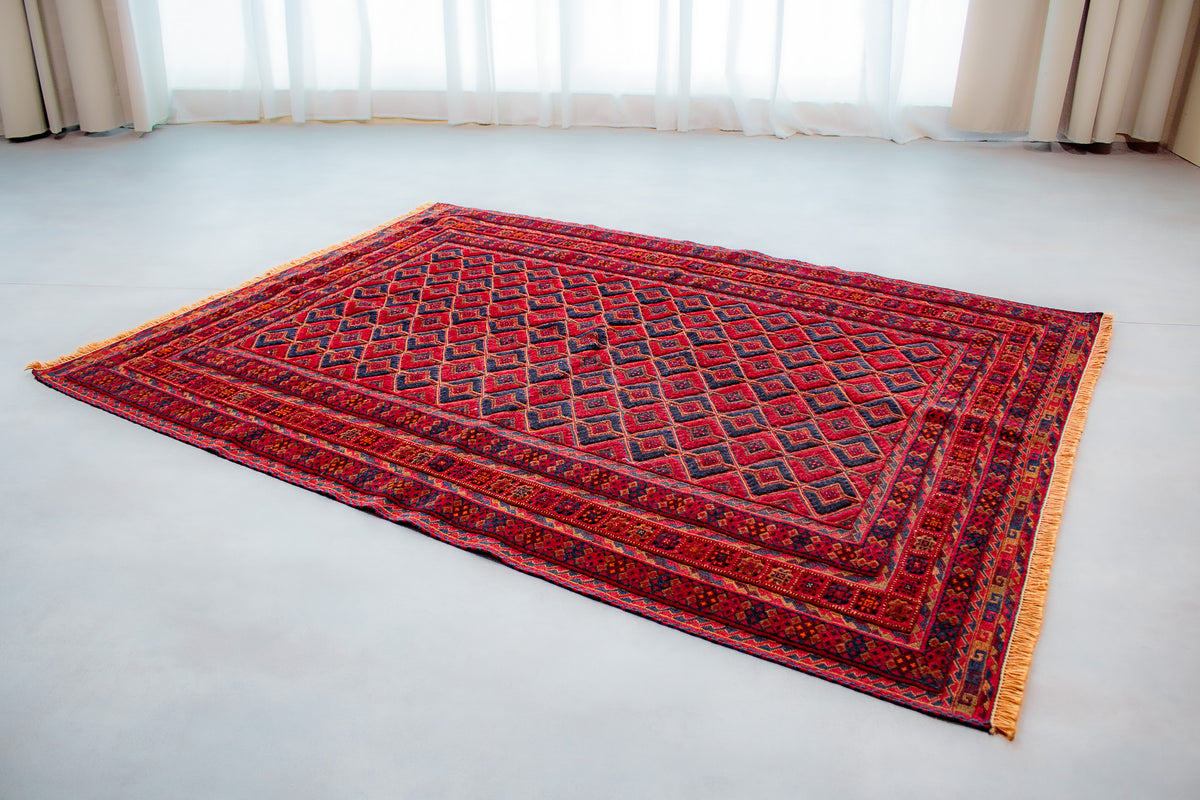 Alfombra Lana Anudada a mano Roja - 156x195cm