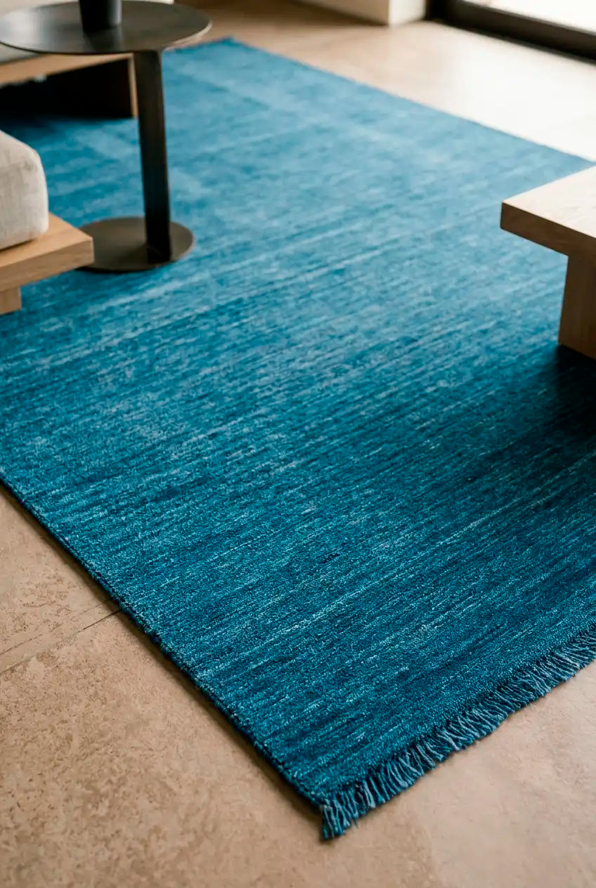 Teppich Moon Blau - Groß, Wolle, fürs Wohnzimmer