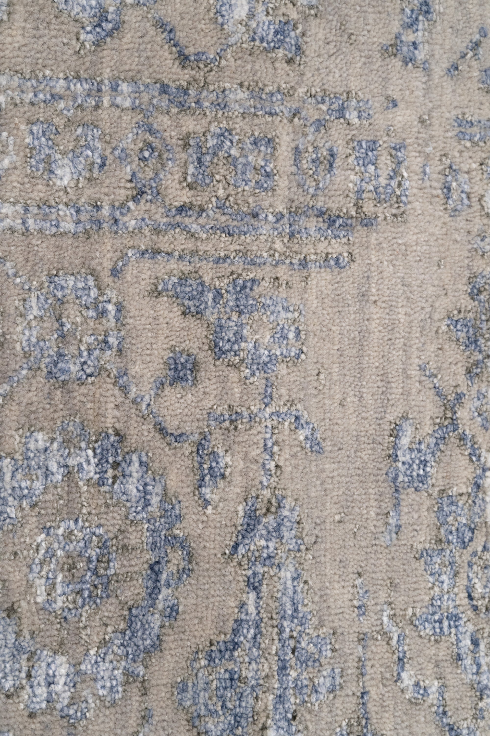 Serapi Silberblauer Teppich - Viskose-Baumwolle 237x300