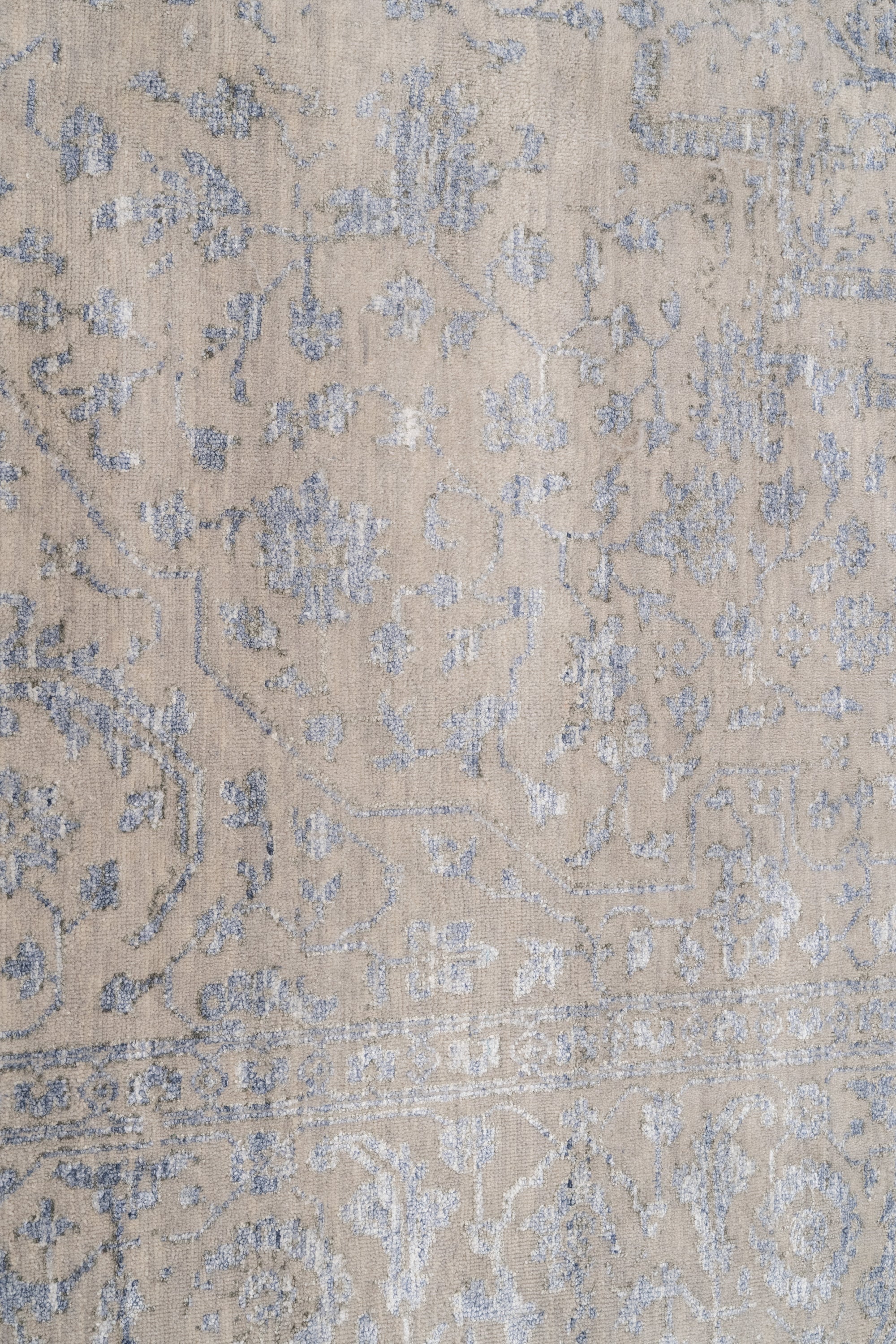 Serapi Silberblauer Teppich - Viskose-Baumwolle 237x300