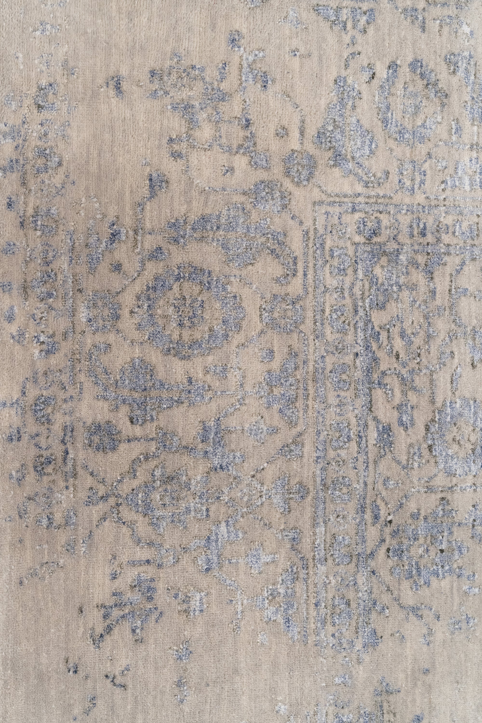 Serapi Silberblauer Teppich - Viskose-Baumwolle 237x300