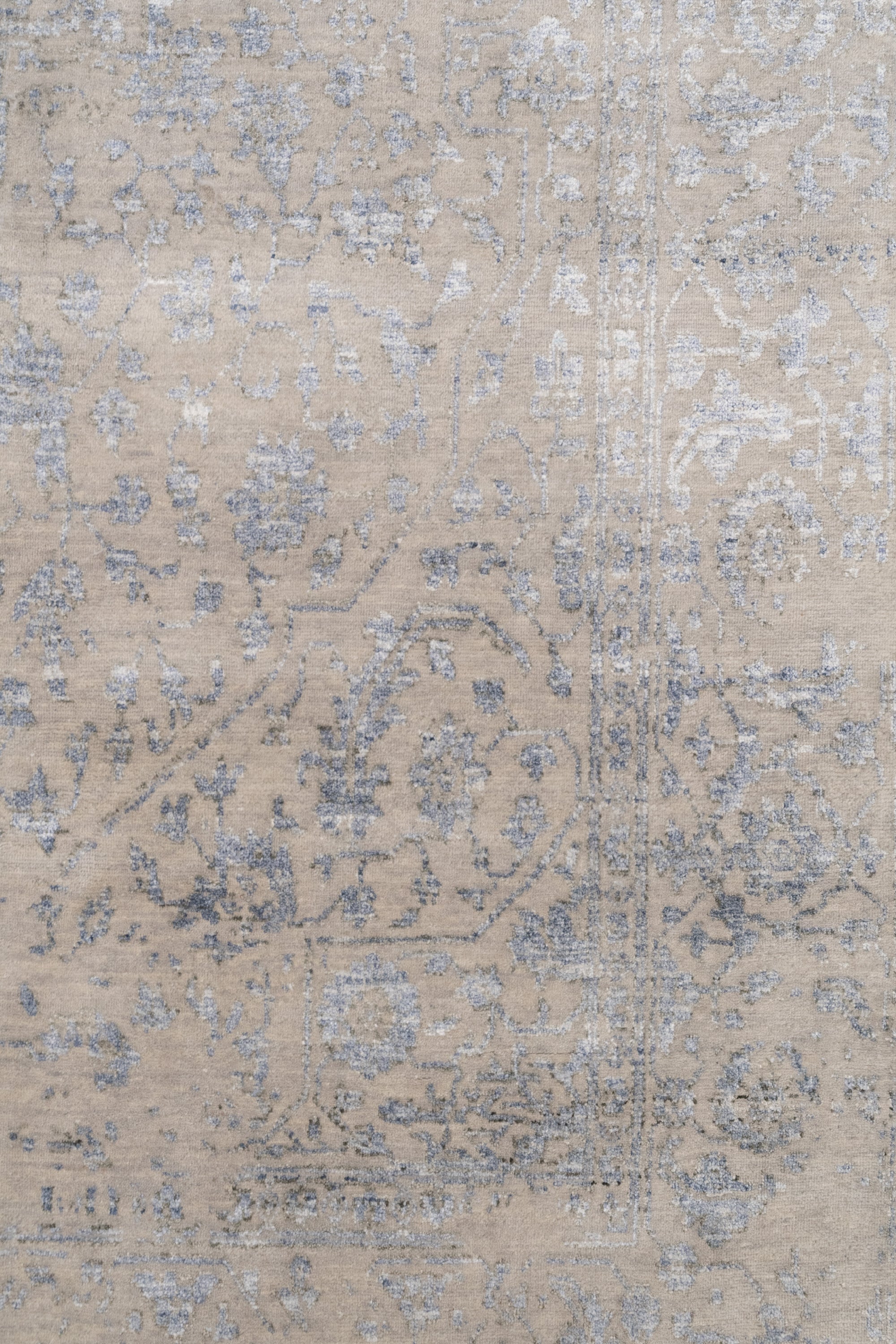 Serapi Silberblauer Teppich - Viskose-Baumwolle 237x300