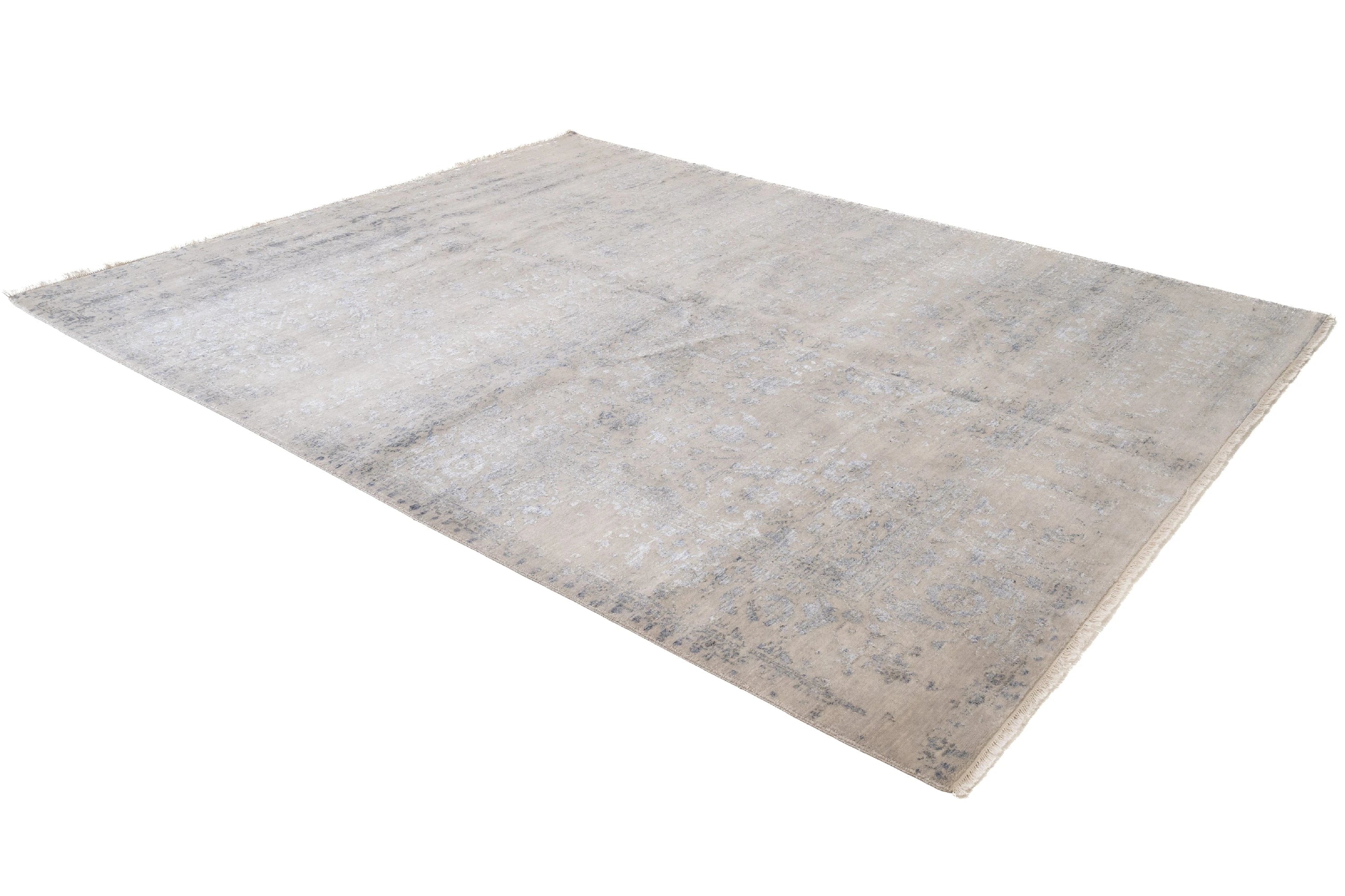 Serapi Silberblauer Teppich - Viskose-Baumwolle 237x300