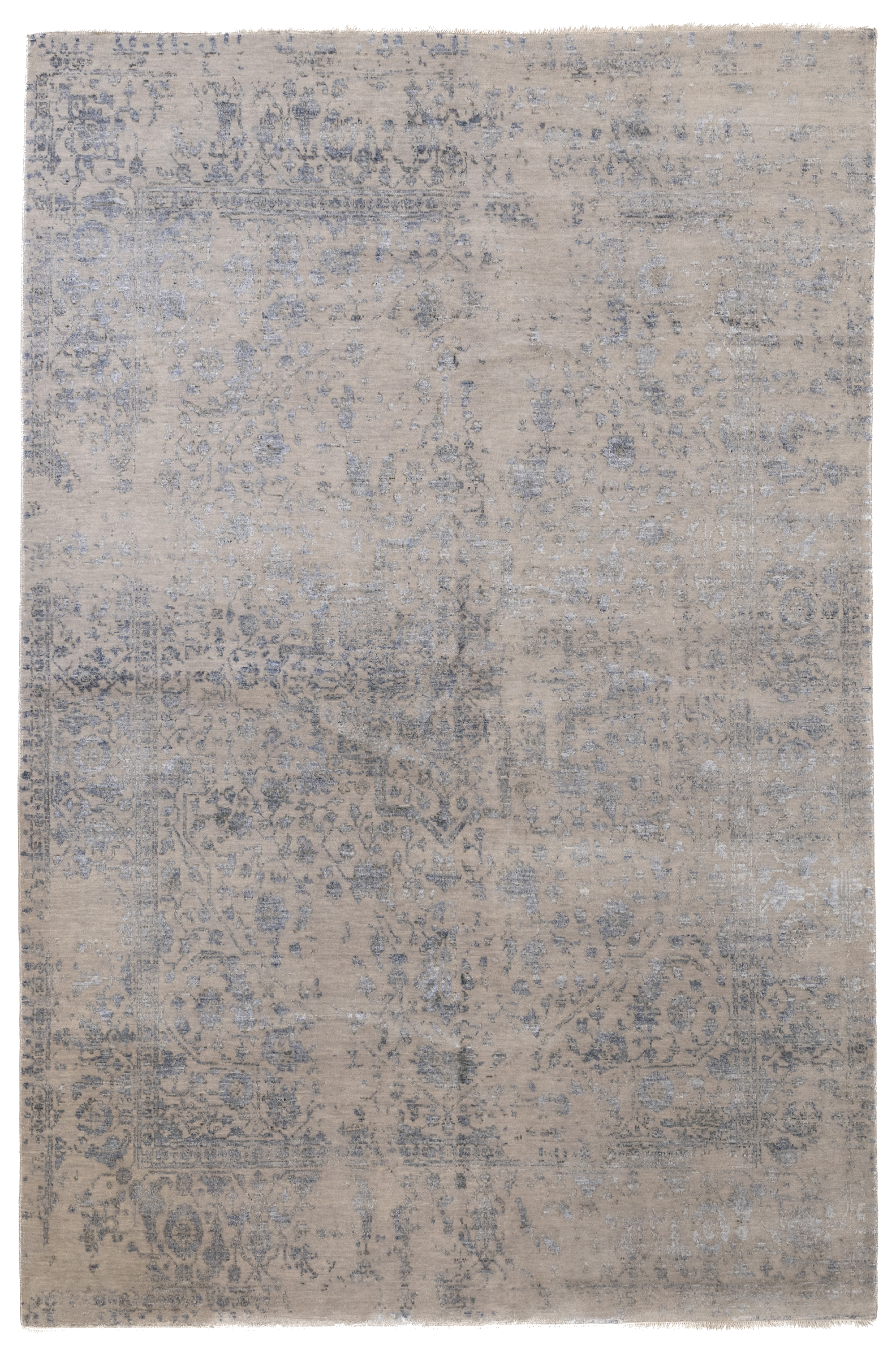 Serapi Silberblauer Teppich - Viskose-Baumwolle 237x300