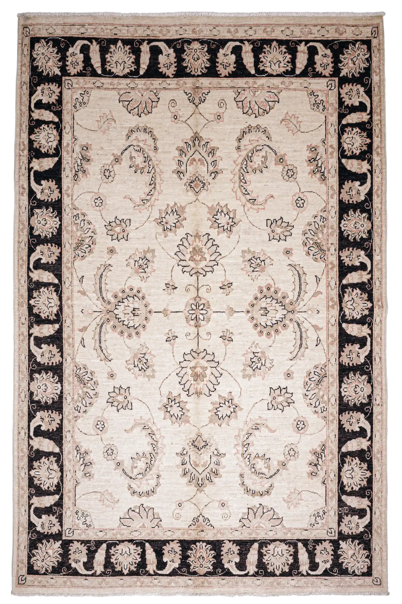 Alfombra Ziegler Farahan - Blanca y Negra 167 x 288 cm