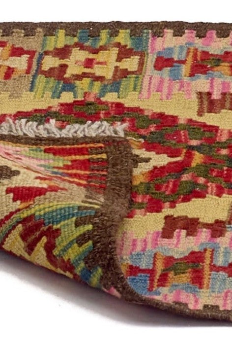 Alfombra Kilim Mai Mai 50x50 Pequeña - Tejido plano de lana multicolor