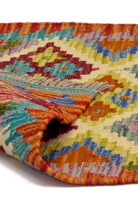 Alfombra Kilim Mai Mai - Tejido plano de lana multicolor