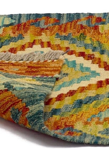 Alfombra Kilim Mai Mai - Tejido plano de lana multicolor