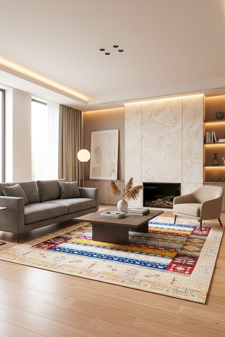 Alfombra Gabbeh Loribaft - de salón beige 172 x 240