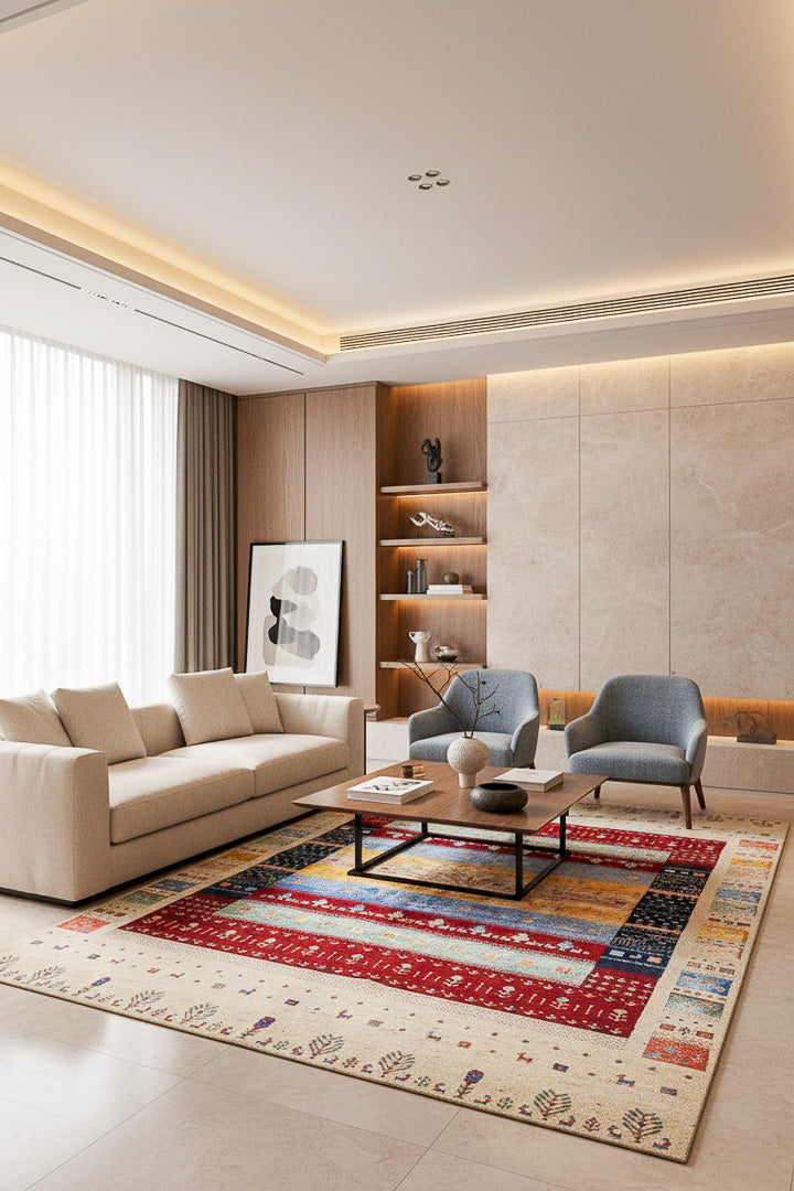 Alfombra Gabbeh Loribaft - de salón beige 175 x 246