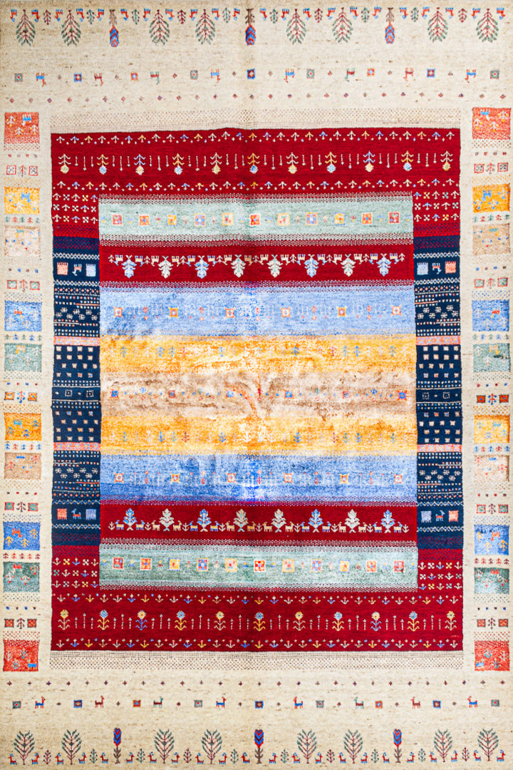 Alfombra Gabbeh Loribaft - de salón beige 175 x 246