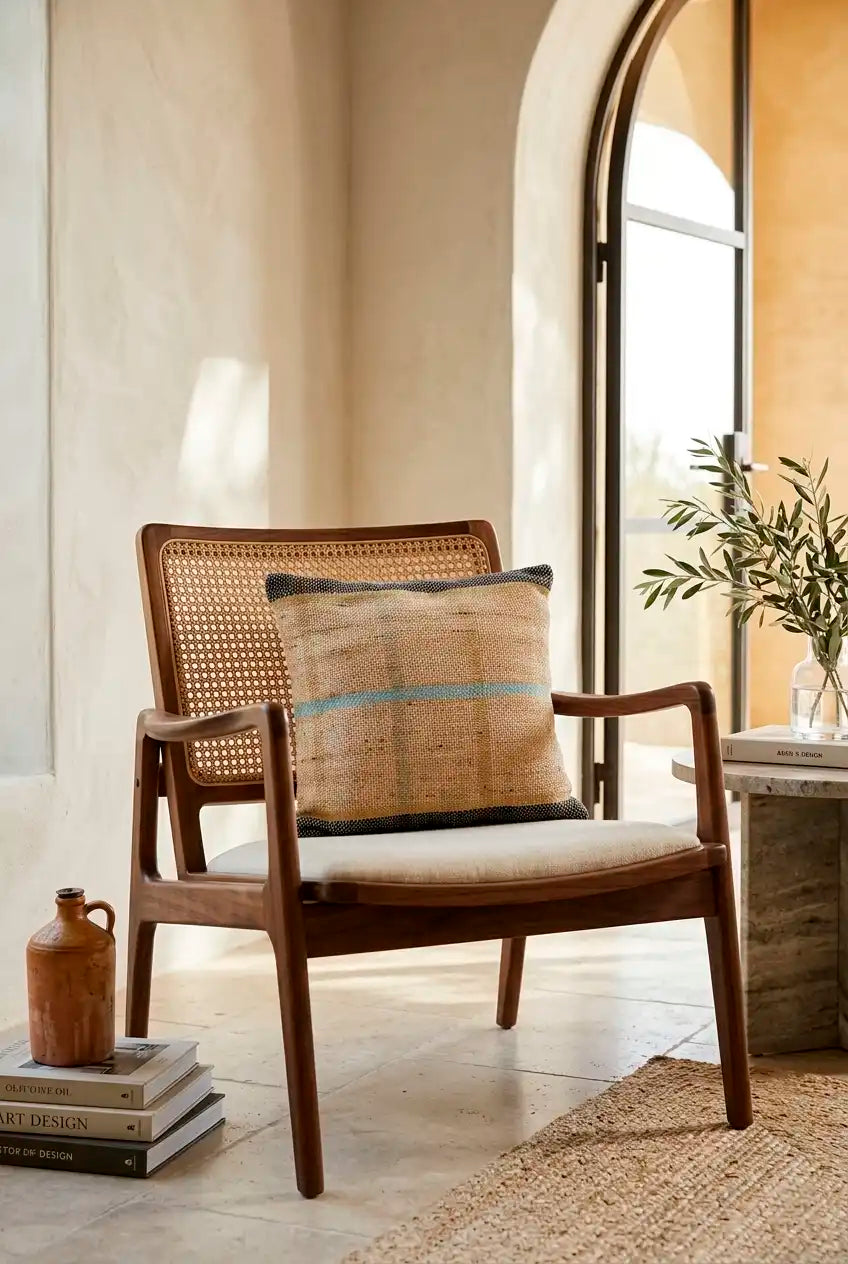 AA 1470 Natural Blue Cushion - Small Beige 45x45cm