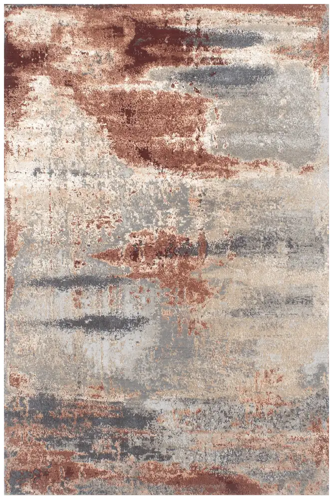 Alfombra Terra Grey / Rust - de Lujo Pelo Corto 299x404 Multicolor