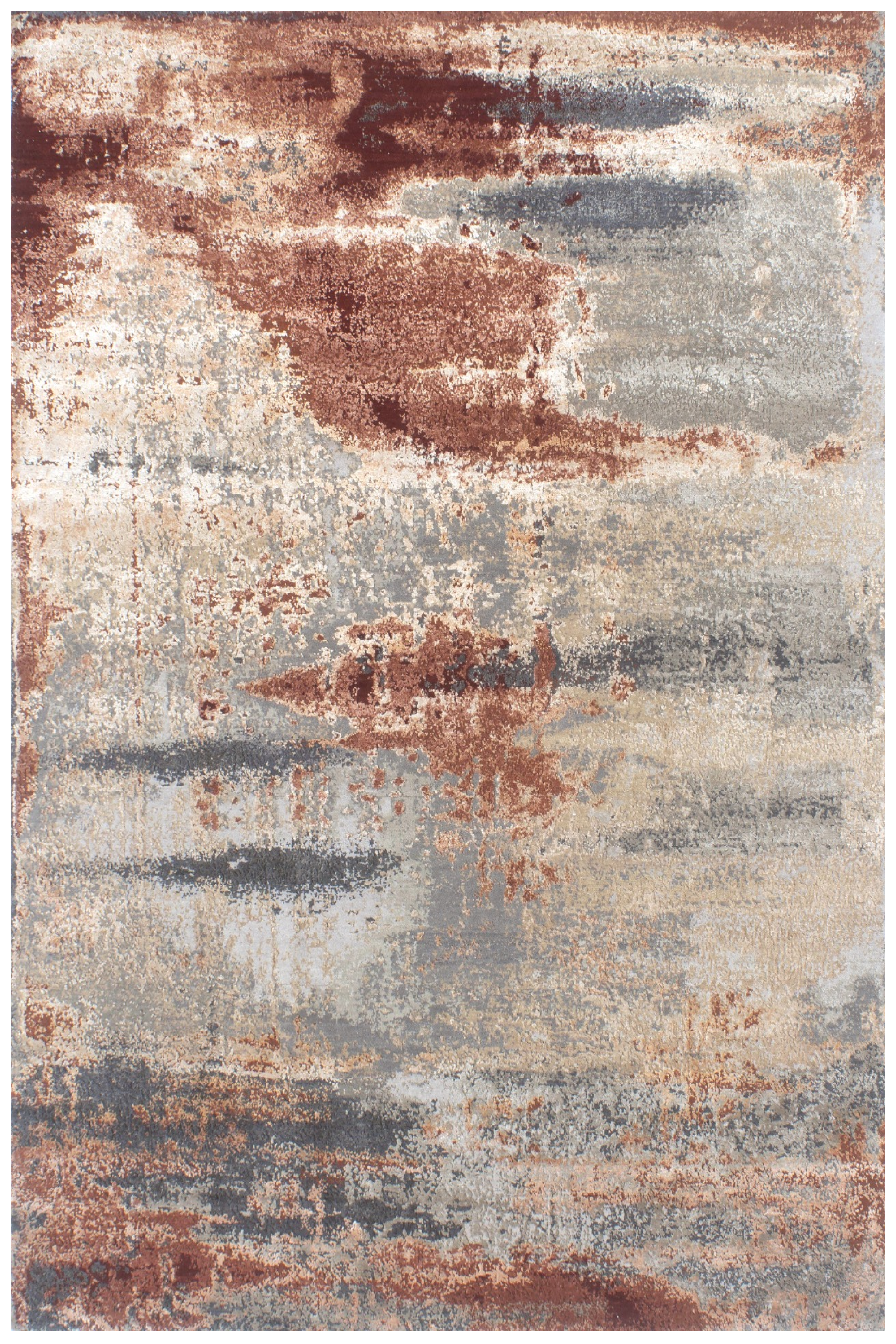 Alfombra Terra Grey / Rust - de Lujo Pelo Corto 299x404 Multicolor