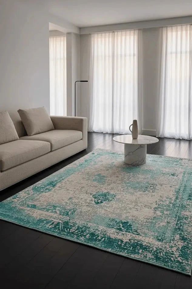 Vintage Teppich – Mehrfarbige Kunstfasern für das Wohnzimmer