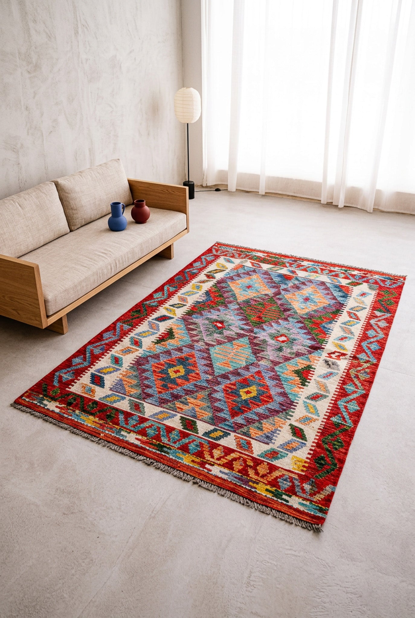 Teppich Kelim Mai Mai - 100 % Wolle - 100x148cm