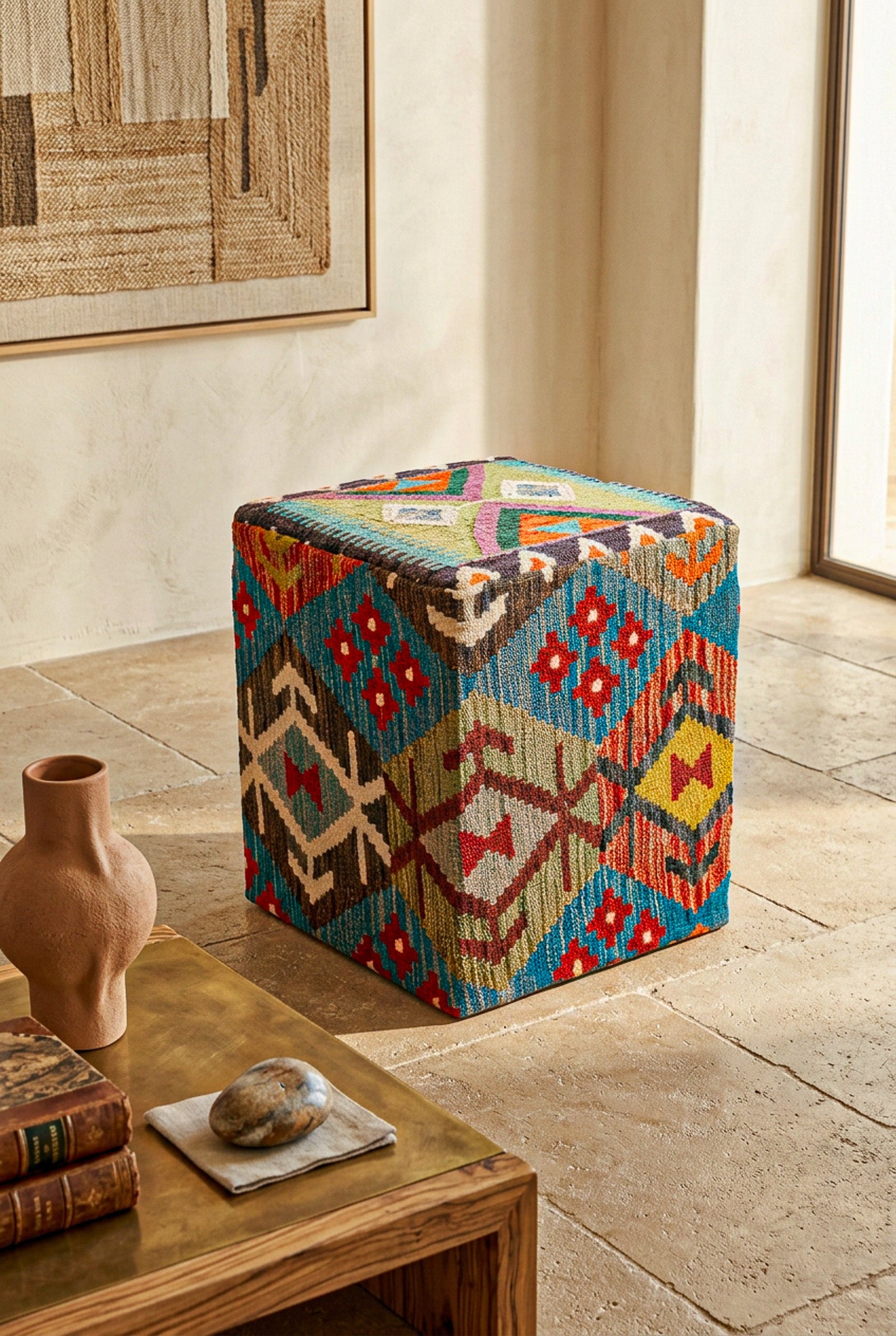 Pouf Quadratischer Kilim Mai Mai masse 40x50cm