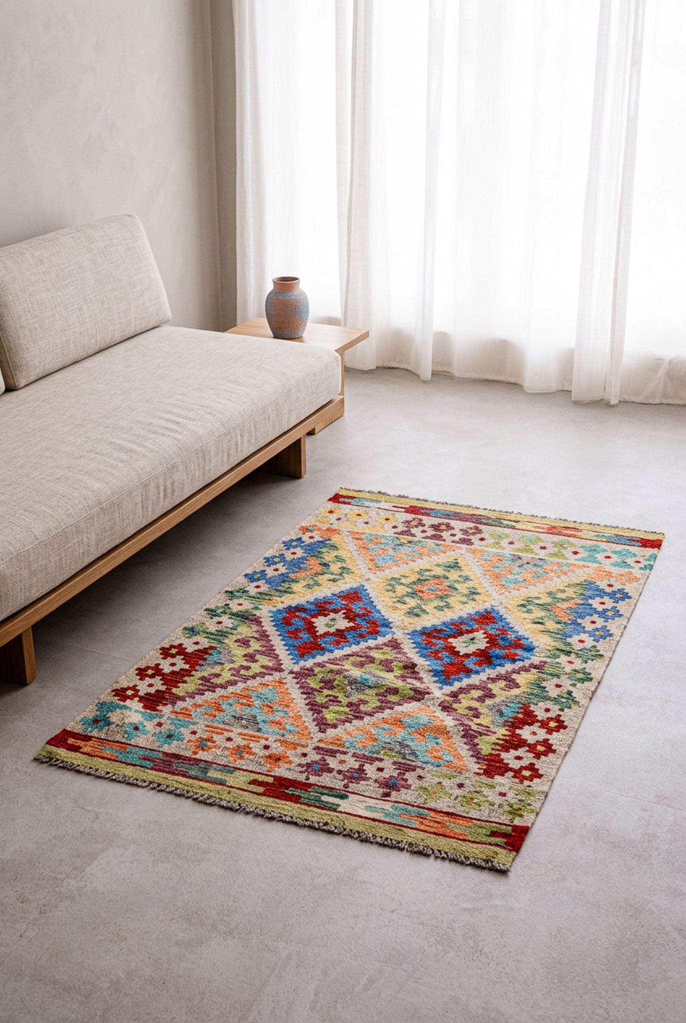 Alfombra Kilim Mai Mai 100% Lana - 85x120cm