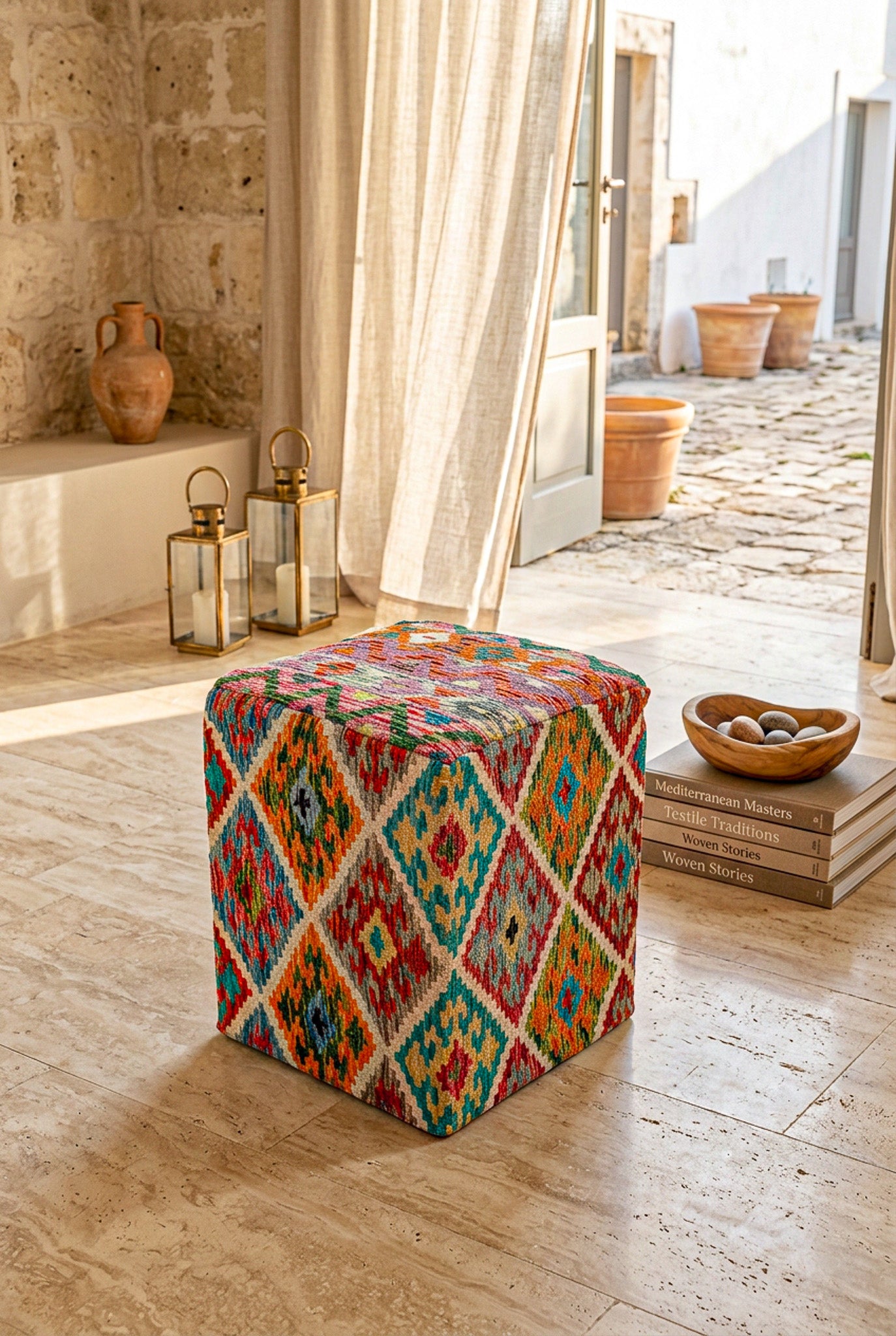 Pouf Quadratischer Kilim Mai Mai masse 40x50cm