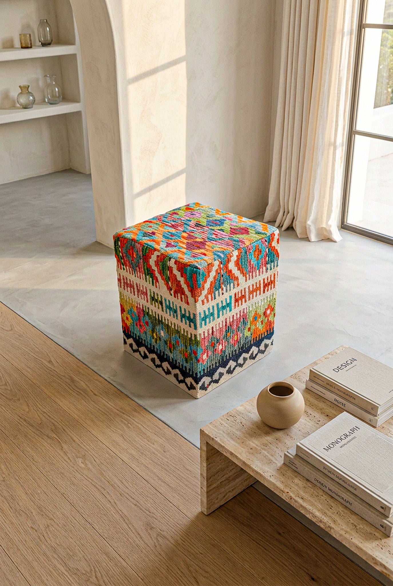 Pouf Quadratischer Kilim Mai Mai masse 40x50cm