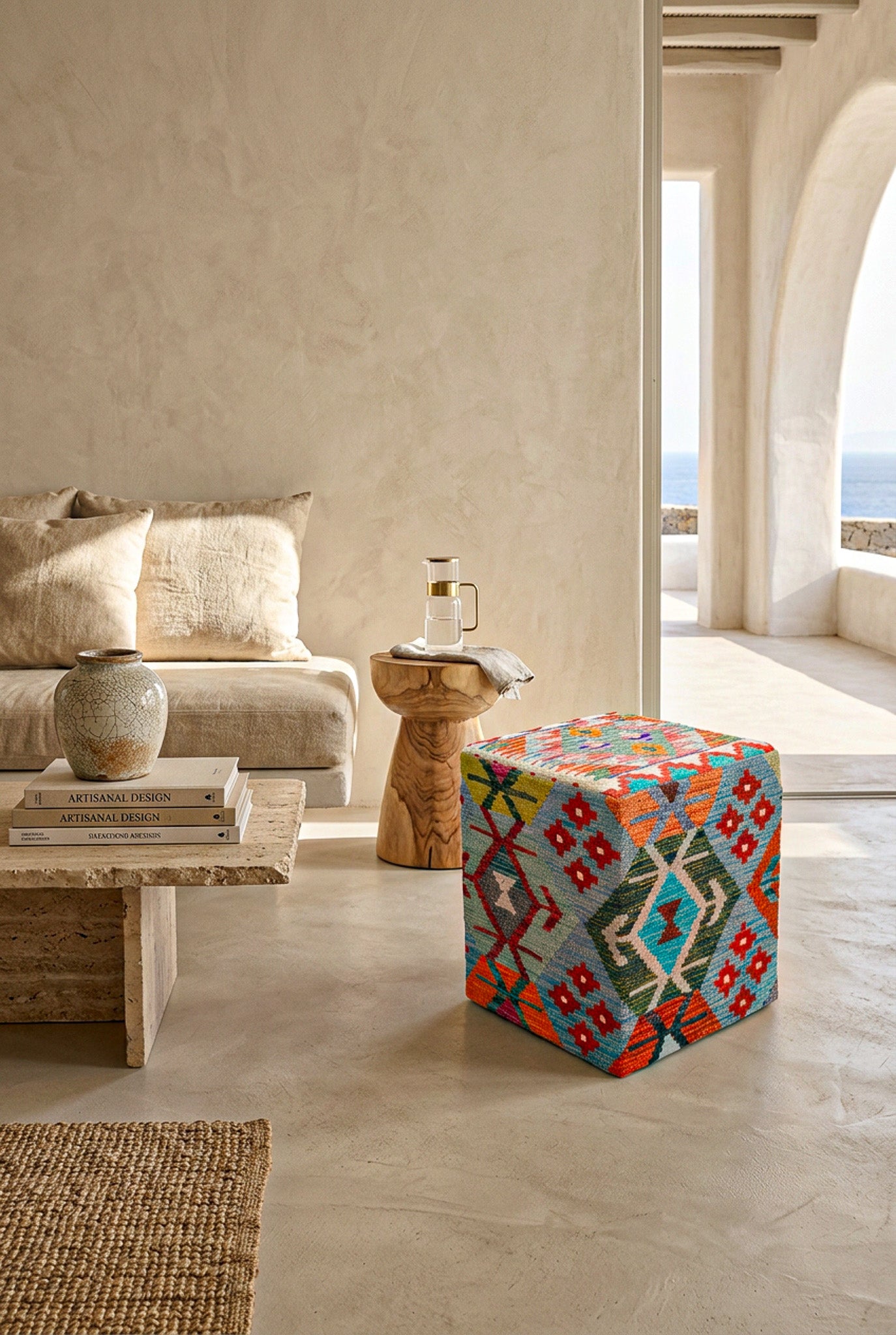 Pouf Quadratischer Kilim Mai Mai masse 40x50cm